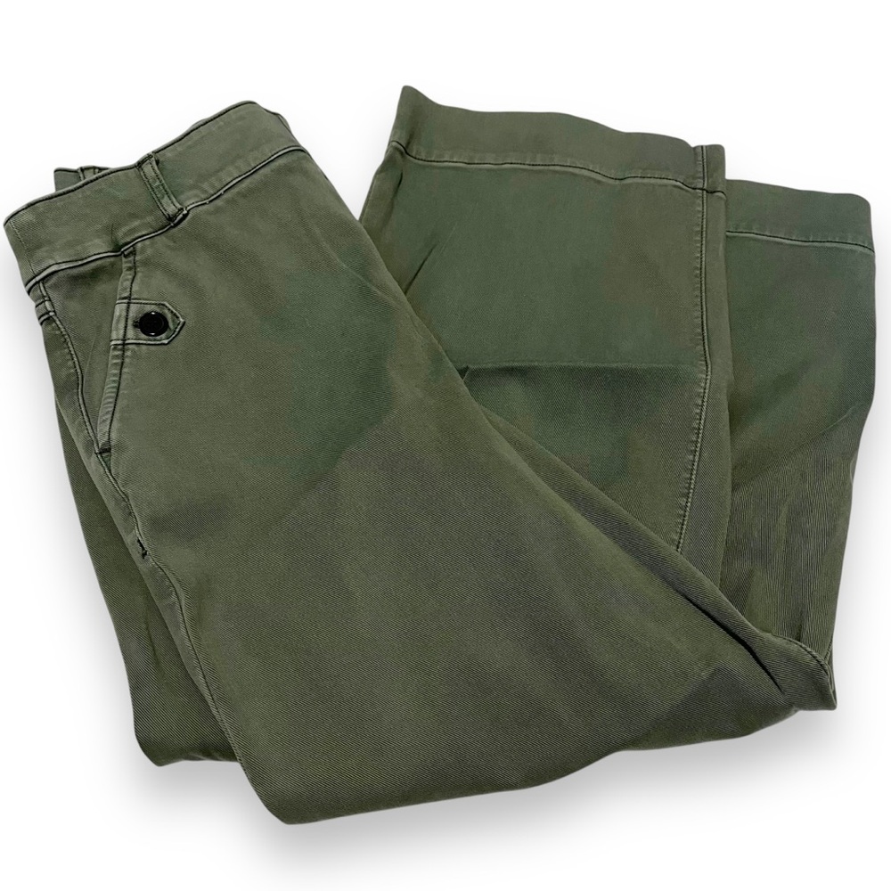 SPANX 20312Q Stretch Twill Cropped Wide Leg in Green Pants Medium Petite